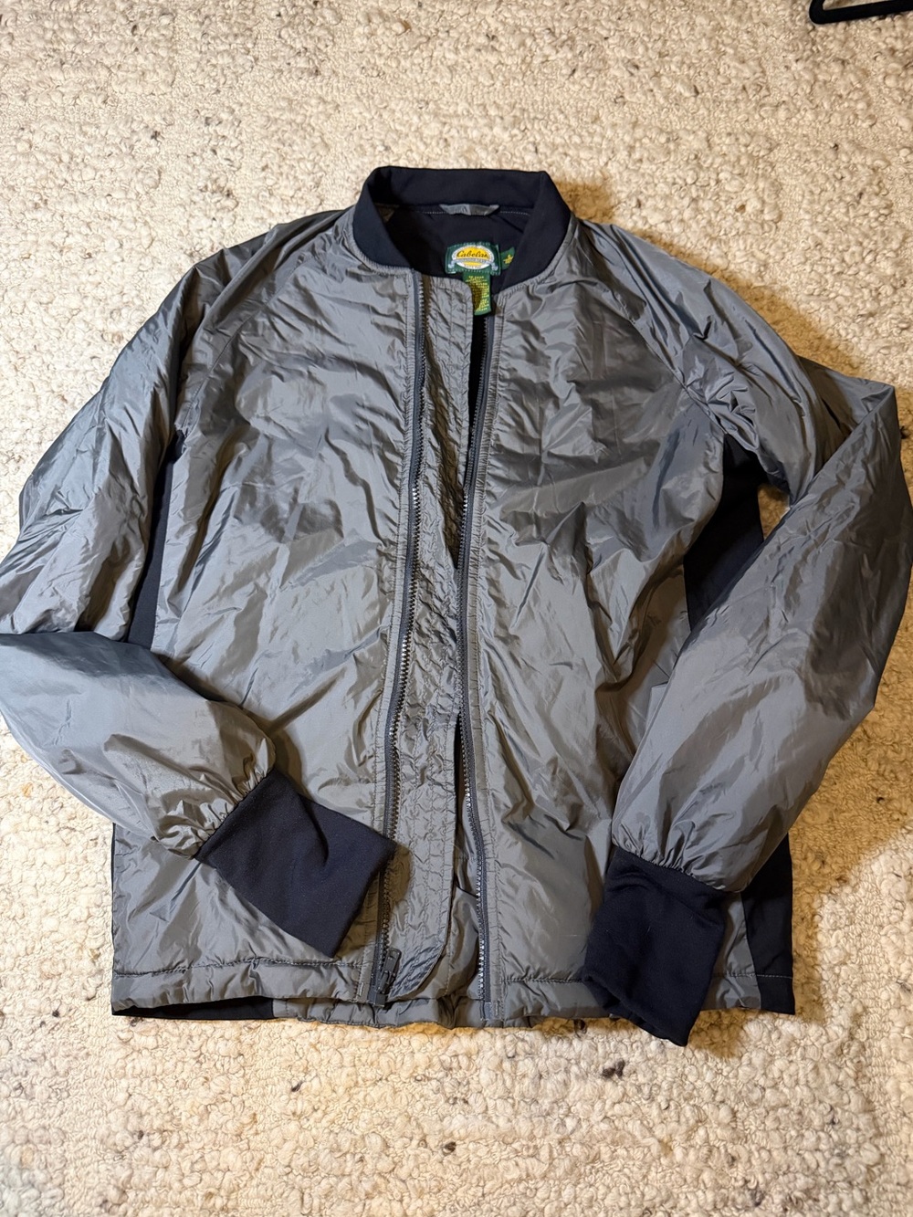 Cabela's Gray Bomber Jacket with Black Trim